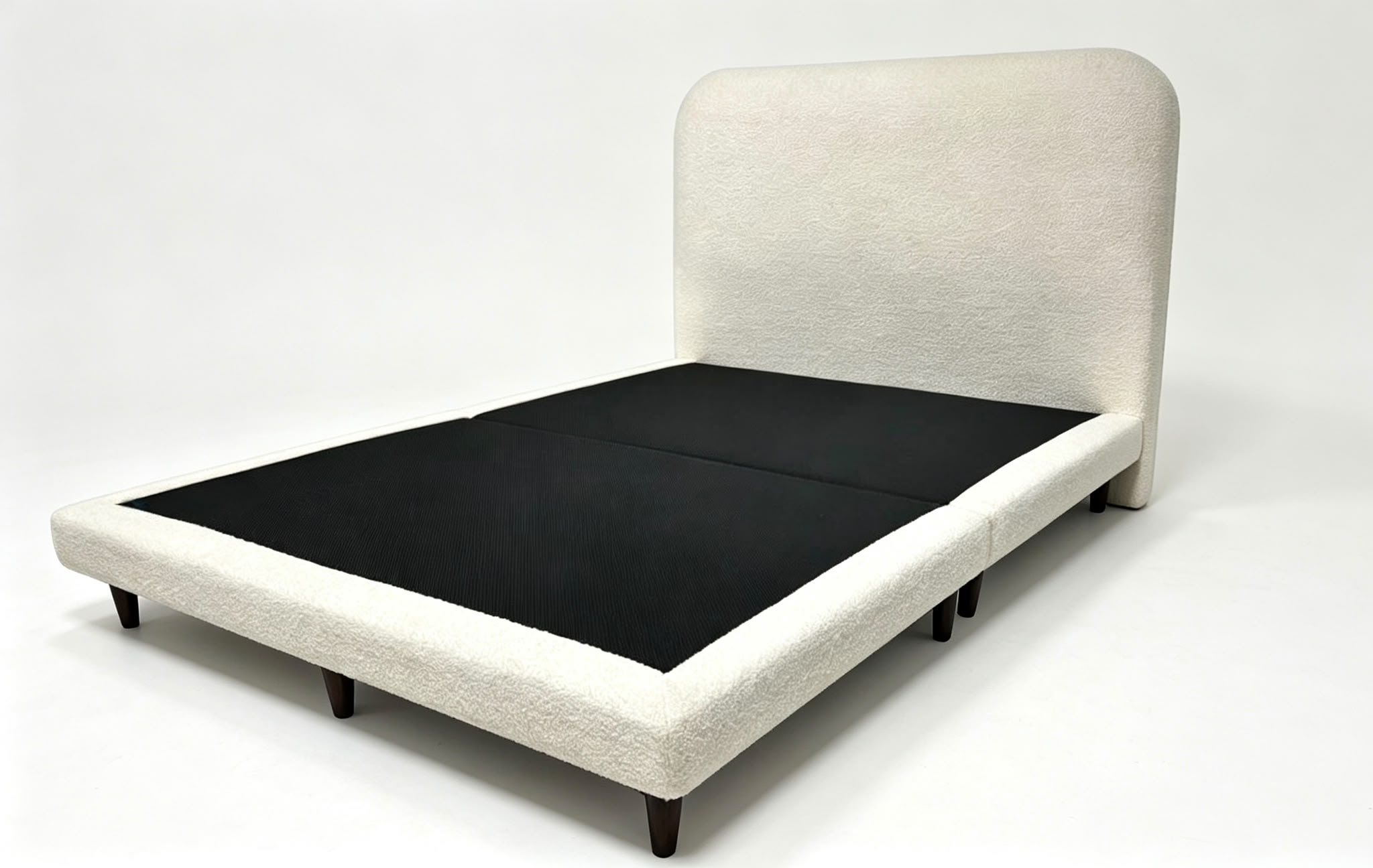 Modern Luxe Minimalist Fabric Wooden Legs Bedframe