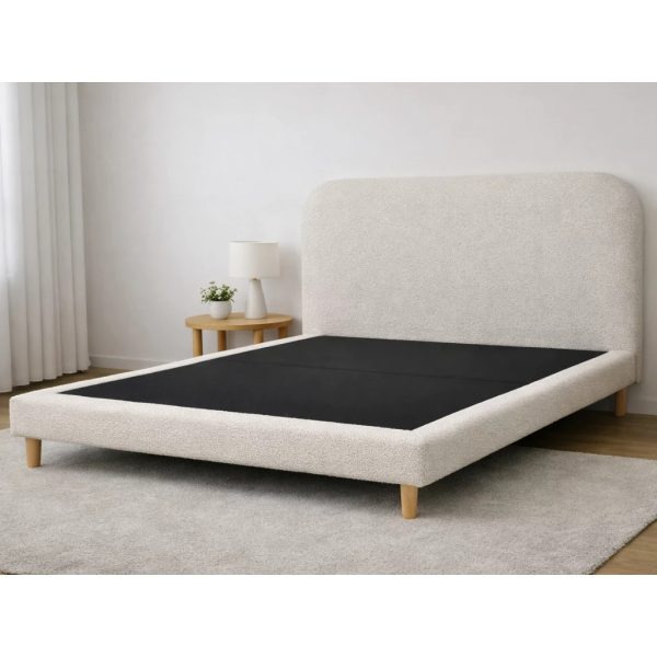 Modern Luxe Minimalist Fabric Wooden Legs Bedframe