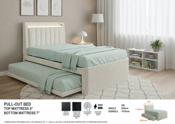2 in 1 Faux Leather Bed 1093
