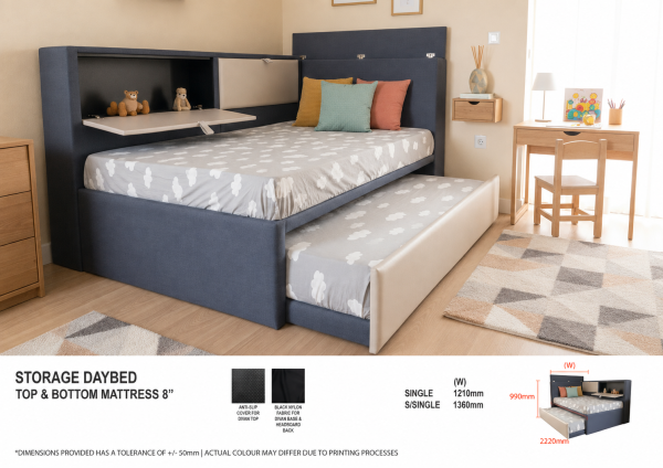 2 in 1 Storage Faux Leather Bed 1094