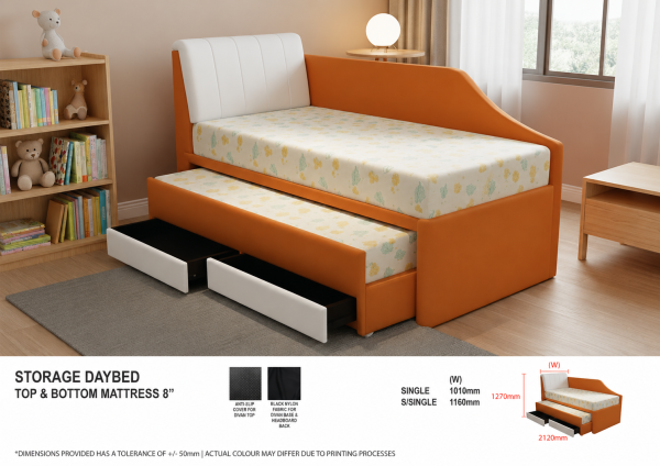 2 in 1 Storage Faux Leather Bed 1095