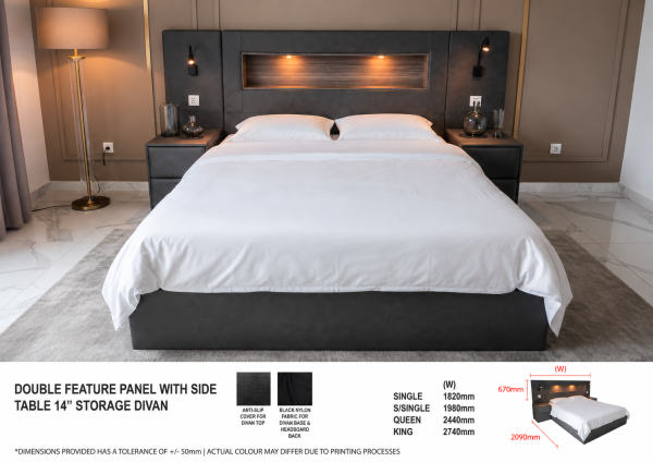 Pet Friendly or Easy Clean Fabric Storage Bed with Side Table LB1234