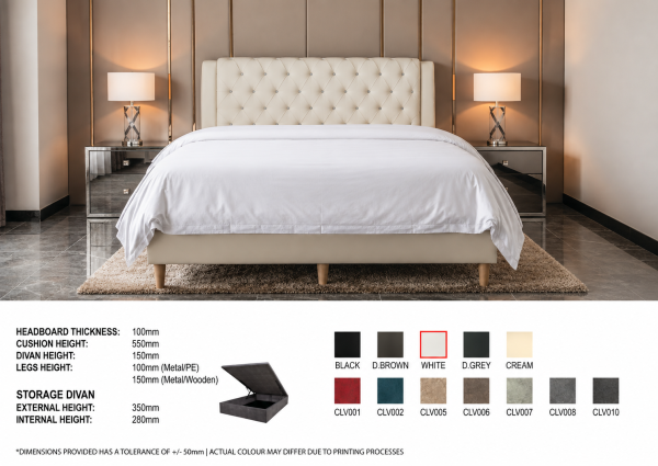 Faux Leather / Fabric Divan or Storage Bed LB1244 - Available in 12 colors