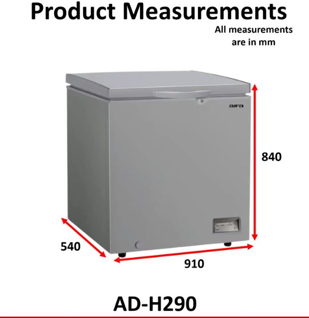 Aifa Commercial Chest Freezer, 200L Capacity, Top Opening Door - AD-H290
