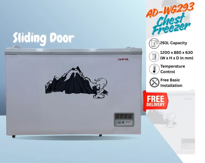 AIFA AD-WG293 Sliding Door Chest Freezer, 293L Capacity, Easy access and Efficient storage