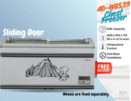 AIFA AD-WG539 Sliding Door Chest Freezer, 539L Capacity, Easy access and Efficient storage