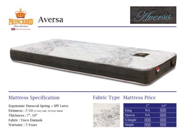 Princebed Aversa Ergonomic Duracoil Mattress 7"/ 10"