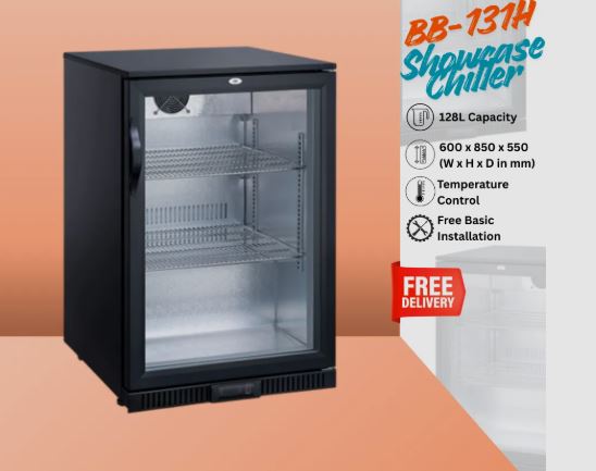 Aifa Glass Door Chiller, 128L Capacity, Convenient Self-Close Mechanism - BB-131H