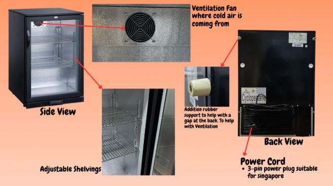 Aifa Glass Door Chiller, 128L Capacity, Convenient Self-Close Mechanism - BB-131H