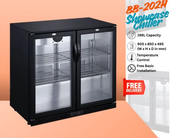 Aifa Glass Door Chiller, 198L Capacity, Convenient Self-Close Mechanism - BB-202H