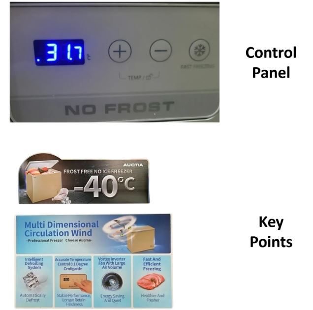 Aucma Commercial Chest Freezer, No Frost, 232L Capacity, Top Opening Door - BD-232WD