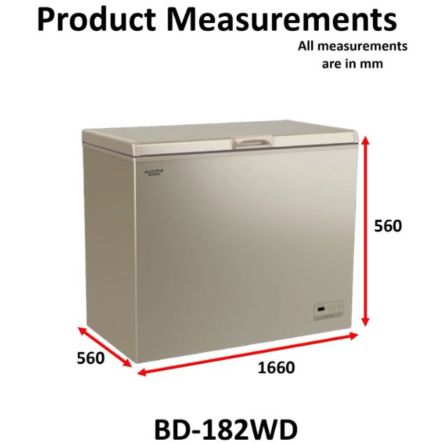 Aucma Commercial Chest Freezer, No Frost, 182L Capacity, Top Opening Door - BD-182WD