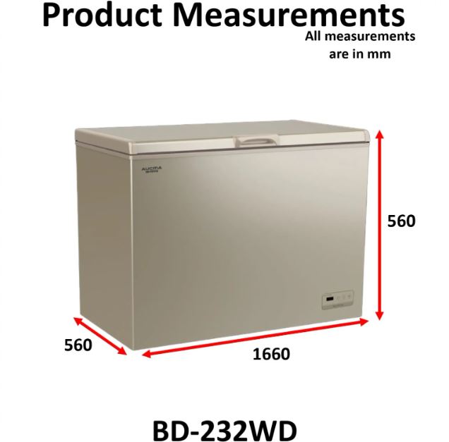 Aucma Commercial Chest Freezer, No Frost, 232L Capacity, Top Opening Door - BD-232WD
