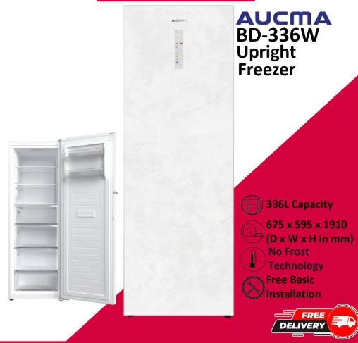 Aucma Upright Standing Freezer, Spacious drawers, 336L Capacity - BD-336W