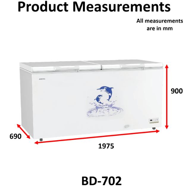 Aucma 2 Door Chest Freezer, Top Opening Door, 702L Capacity - BD-702