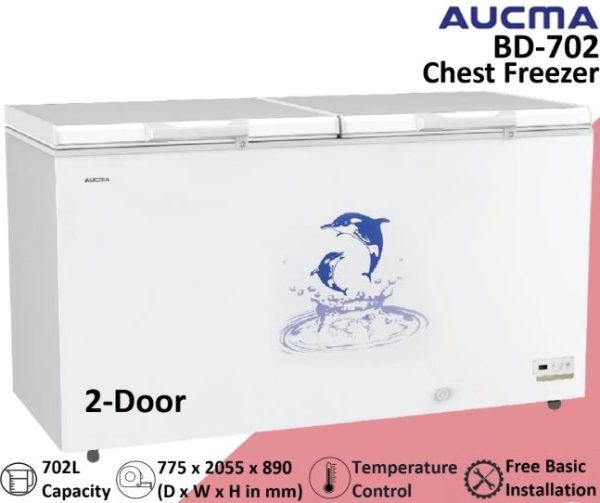 Aucma 2 Door Chest Freezer, Top Opening Door, 702L Capacity - BD-702