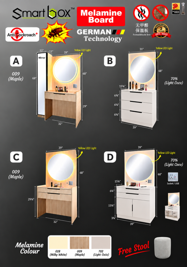 Dressing Table with stool DST1235 *Free Stool*