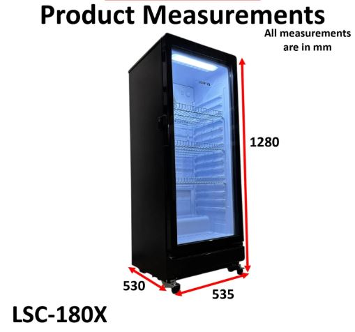 AIFA Standing Chiller, Adjustable Shelving, 165L Capacity, Lightings, Glass Door - LSC-180X