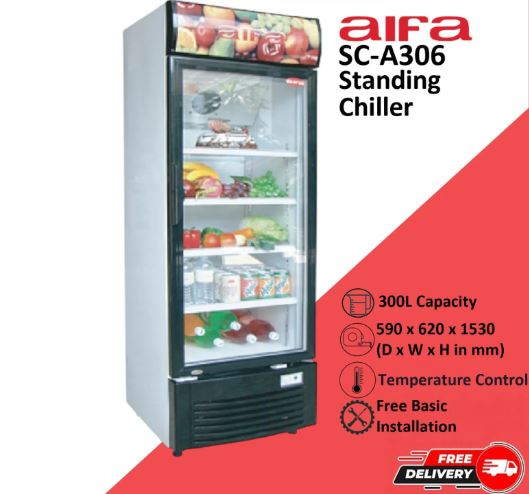 Aifa Standing Chiller, Drinks Display Showcase(4 Trays), 300L Capacity - SC-A306
