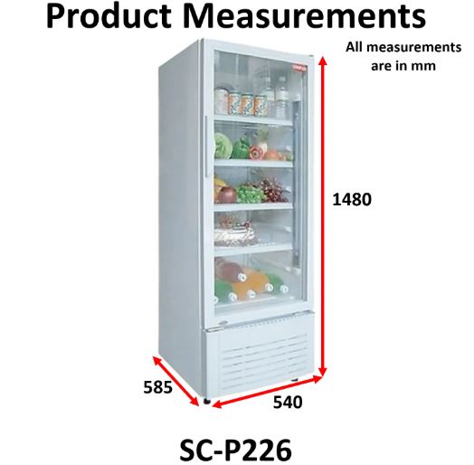 Aifa Standing Chiller, Drinks Display Showcase(4 Trays), 220L Capacity - SC-P226