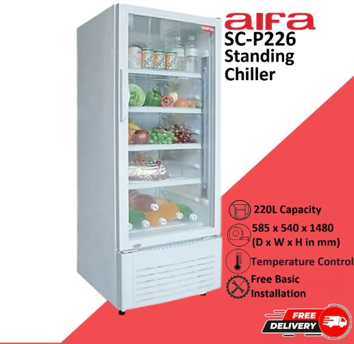 Aifa Standing Chiller, Drinks Display Showcase(4 Trays), 220L Capacity - SC-P226