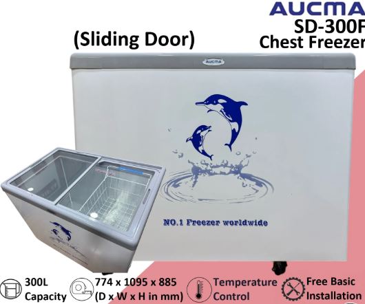 Aucma SD-300F Sliding Door Chest Freezer, 300L Capacity, easy access and efficient storage