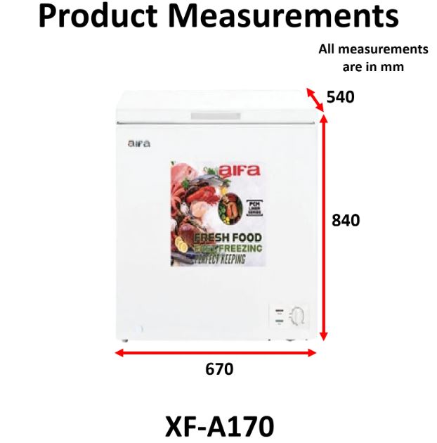 Aifa Chest Freezer, Top Opening Door, 142L Capacity, CFC free - XF-A170