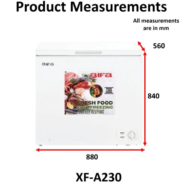 Aifa Chest Freezer, Top Opening Door, 205L Capacity, CFC free - XF-A230