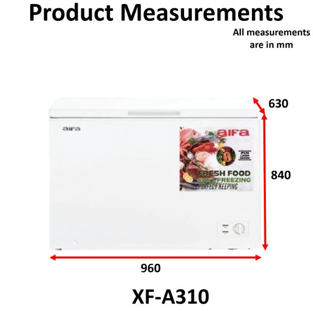 Aifa Chest Freezer, Top Opening Door, 268L Capacity, CFC free - XF-A310