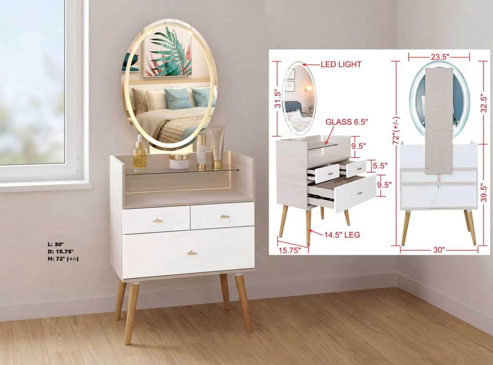 Dressing Table with LED Lights DST1256